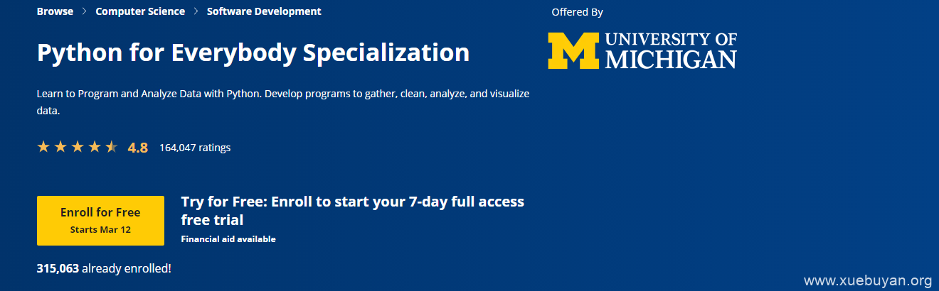 Python for Everybody Specialization/零基础 Python 入门 专项课程-学不厌资源